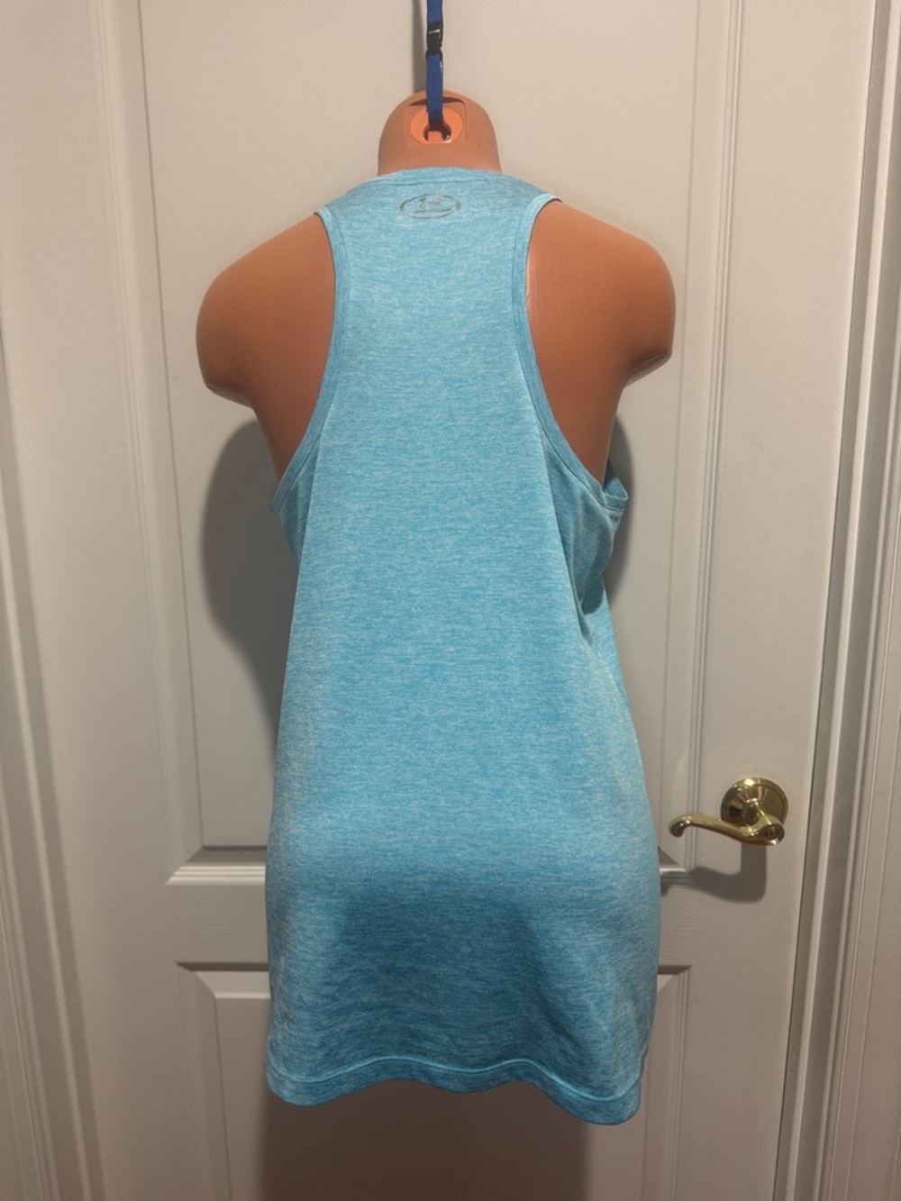 UNDER ARMOUR Heather Turquoise Blue Racerback Tank Top Size L Large $35 EUC KL - Picture 6 of 11